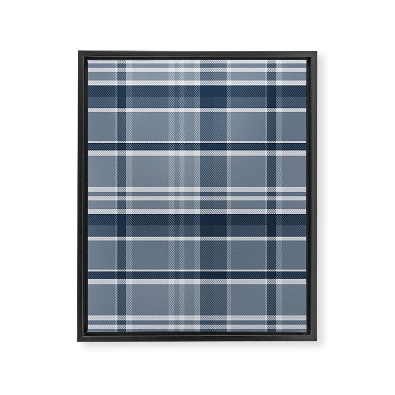 Blue Plaid Pattern, Geometric Art Framed Canvas Print Gallery Image 8