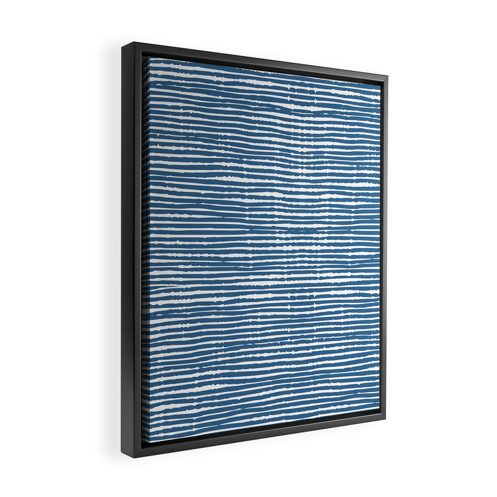 Blue Striped Abstract Pattern Framed Canvas Print Gallery Image 2