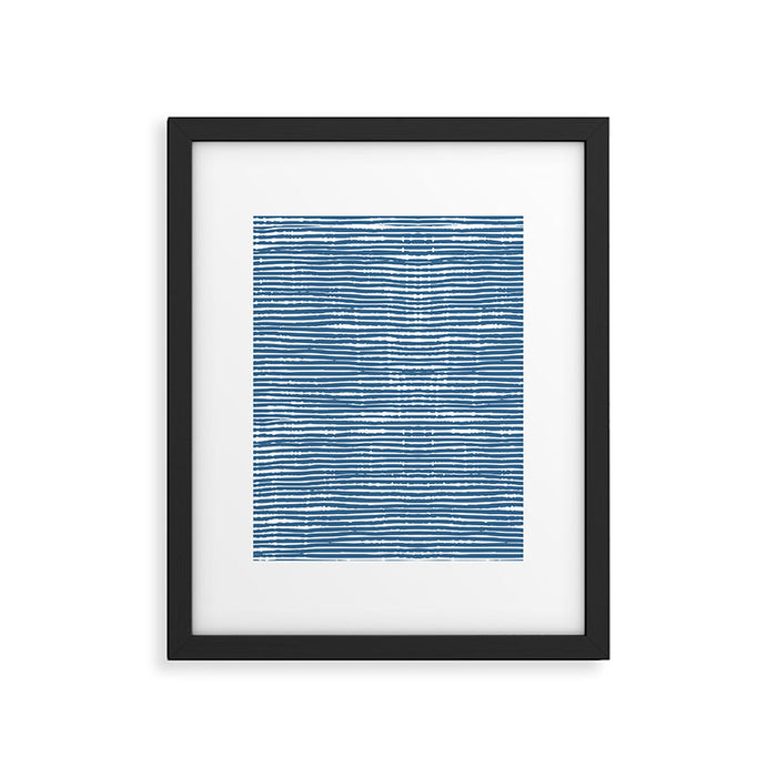 Blue Striped Abstract Pattern Framed Art Print Gallery Image 1