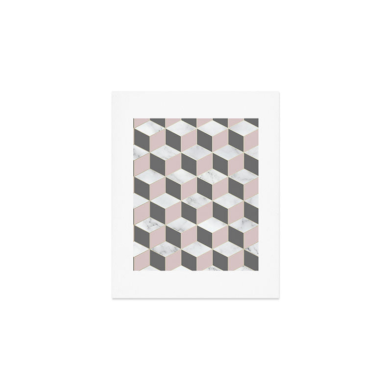 Blush Marble Cube Art Print Gallery Image 1