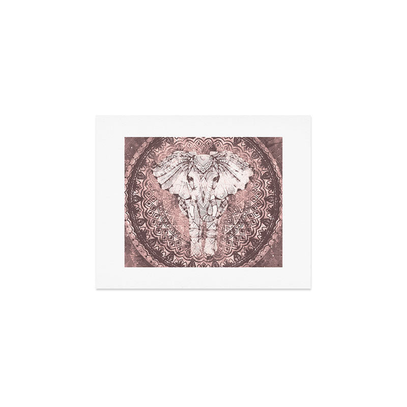 Bohemian, Elephant, Mandala, Blush, Moon Art Print Gallery Image 1