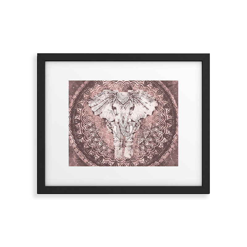 Bohemian, Elephant, Mandala, Blush, Moon Framed Art Print Gallery Image 5