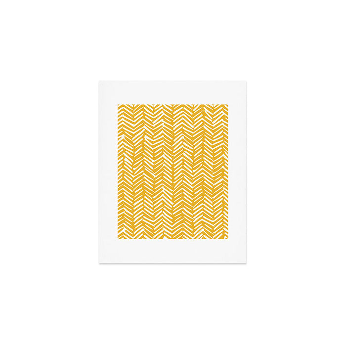 Boho Abstract Herringbone Pattern, Summer Yellow Art Print Gallery Image 1