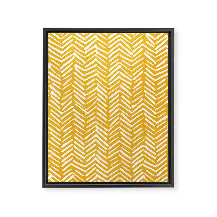 Boho Abstract Herringbone Pattern, Summer Yellow Framed Canvas Print Gallery Image 1