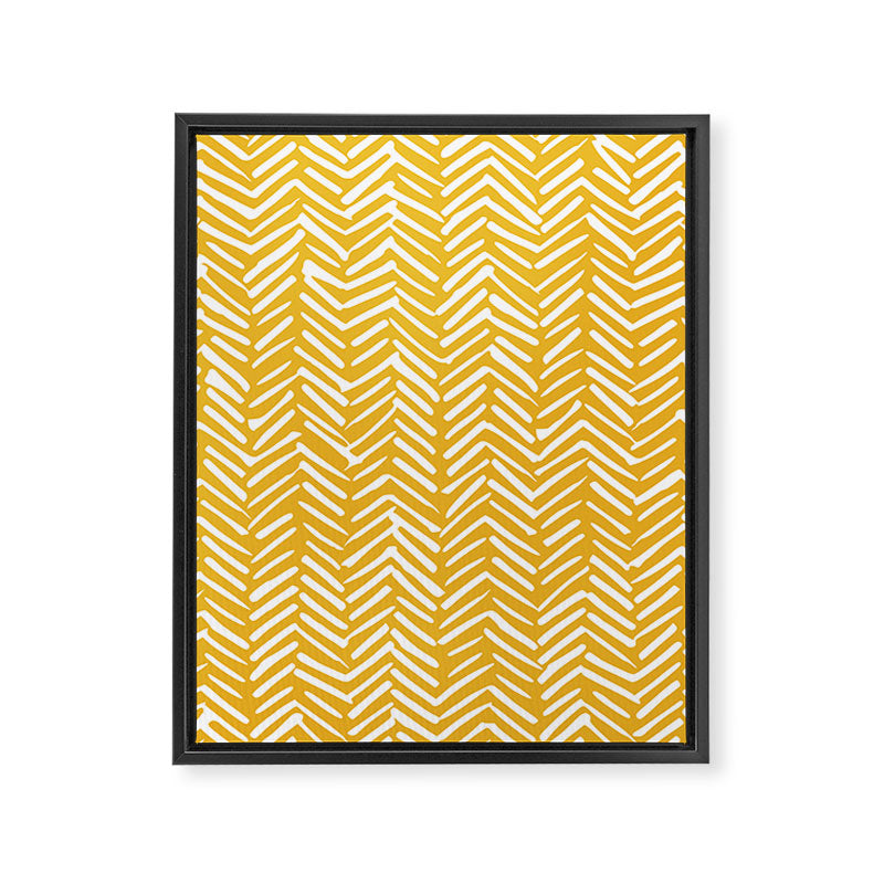 Boho Abstract Herringbone Pattern, Summer Yellow Framed Canvas Print Gallery Image 8
