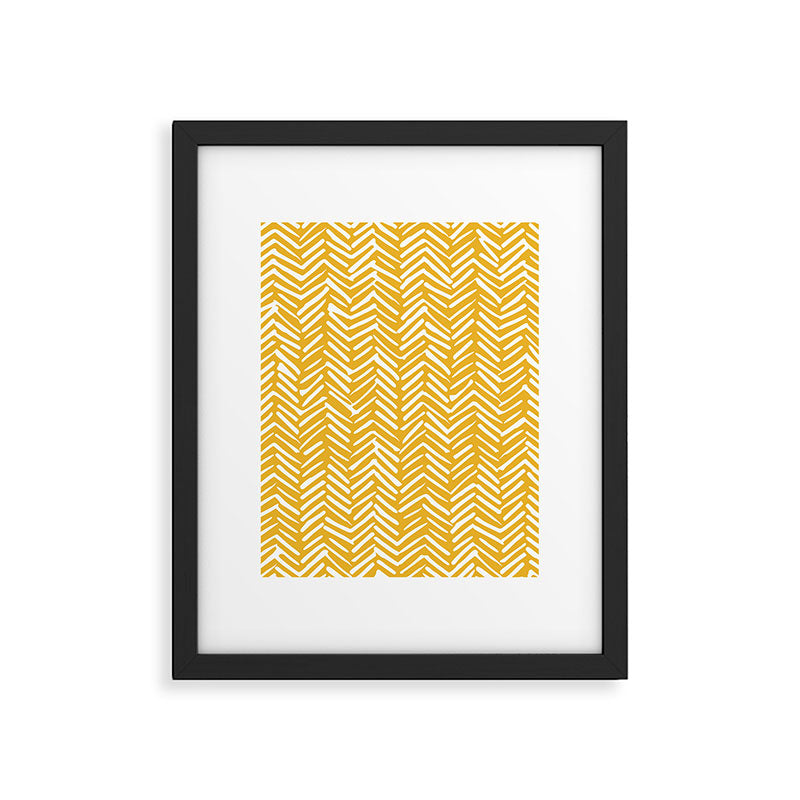 Boho Abstract Herringbone Pattern, Summer Yellow Framed Art Print Gallery Image 6