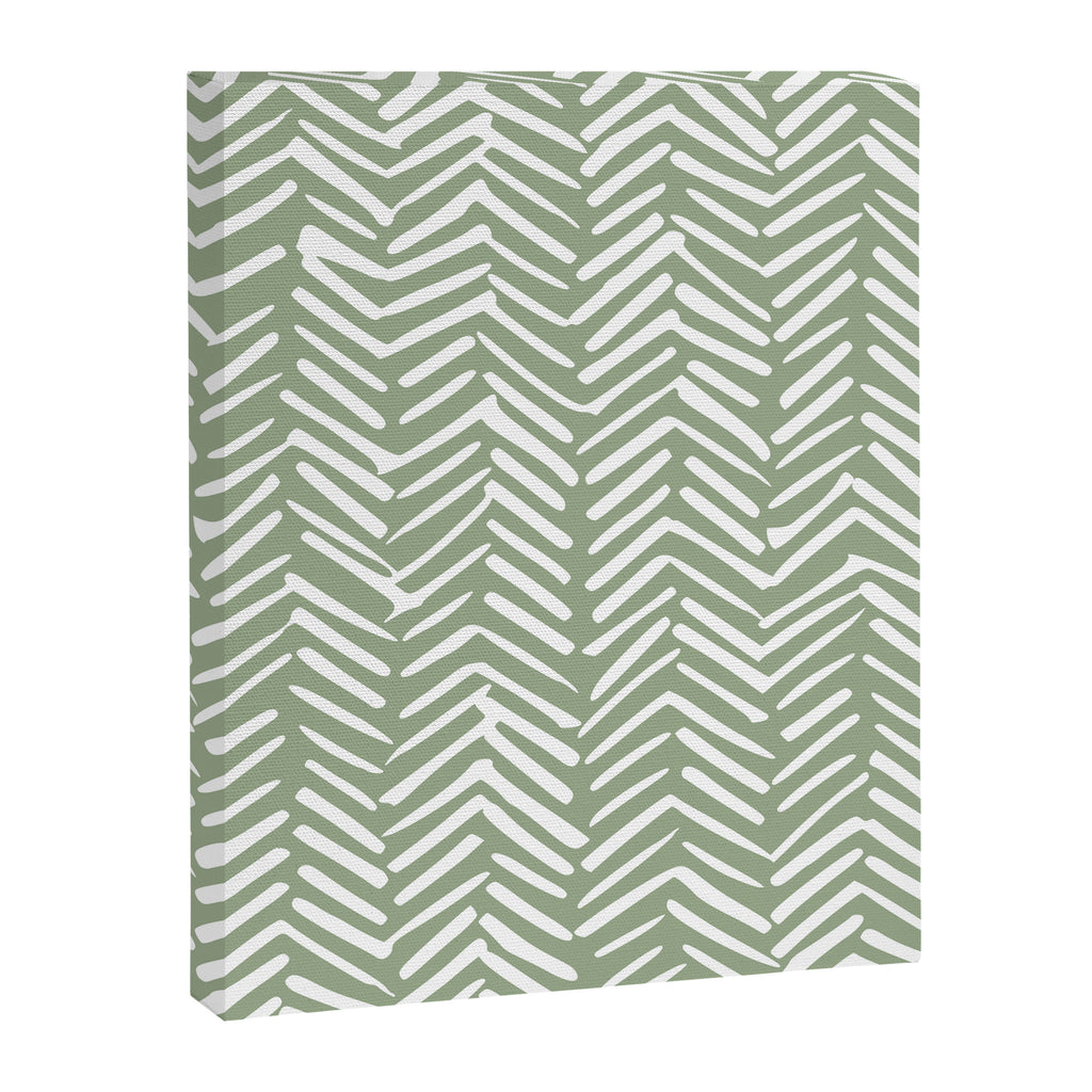 Boho, Abstract, Herringbone Pattern, Sage Green and White Canvas Print Gallery Image 6