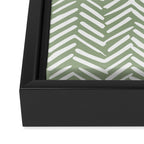 Boho, Abstract, Herringbone Pattern, Sage Green and White Framed Canvas Print Gallery Image 3
