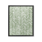 Boho, Abstract, Herringbone Pattern, Sage Green and White Framed Canvas Print Gallery Image 6