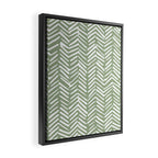 Boho, Abstract, Herringbone Pattern, Sage Green and White Framed Canvas Print Gallery Image 2