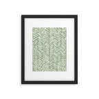 Boho, Abstract, Herringbone Pattern, Sage Green and White Framed Art Print Gallery Image 4