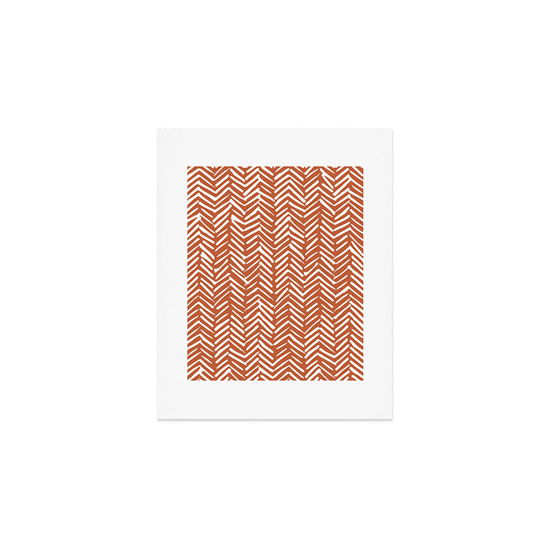 Boho, Abstract, Herringbone, Pattern, Terracotta Art Print Gallery Image 1