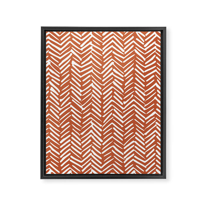 Boho, Abstract, Herringbone, Pattern, Terracotta Framed Canvas Print Gallery Image 1