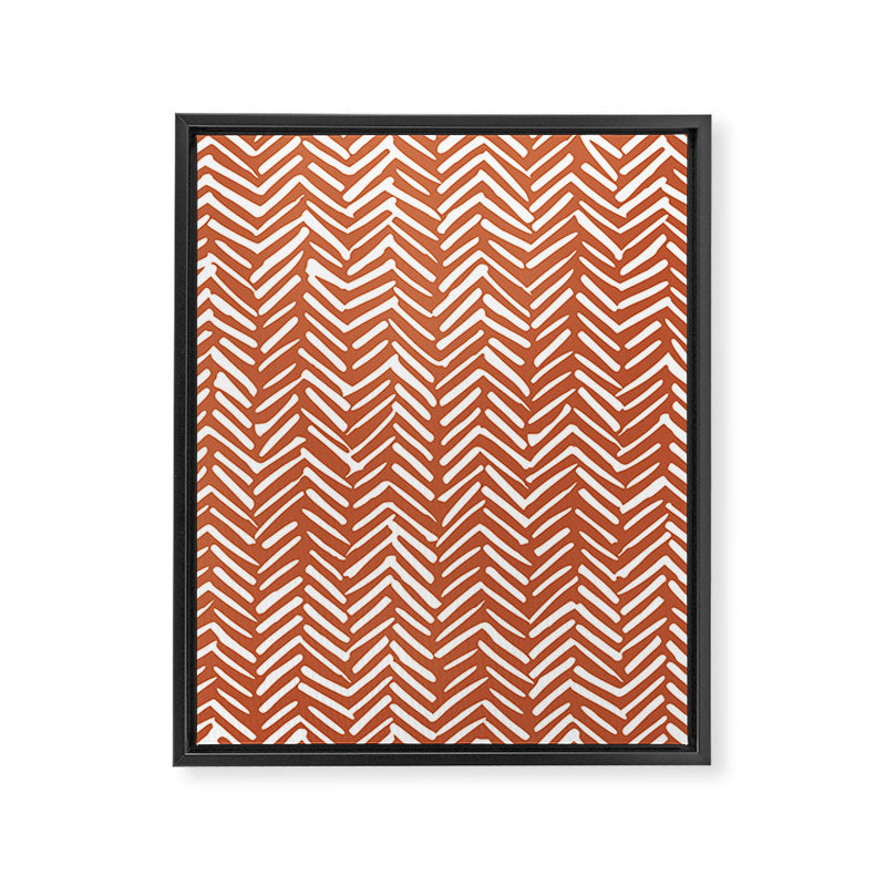 Boho, Abstract, Herringbone, Pattern, Terracotta Framed Canvas Print Gallery Image 8