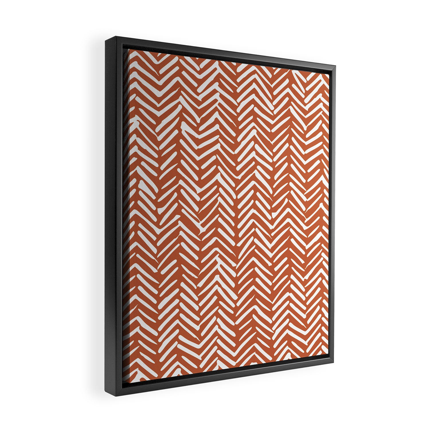Boho, Abstract, Herringbone, Pattern, Terracotta Framed Canvas Print Gallery Image 2