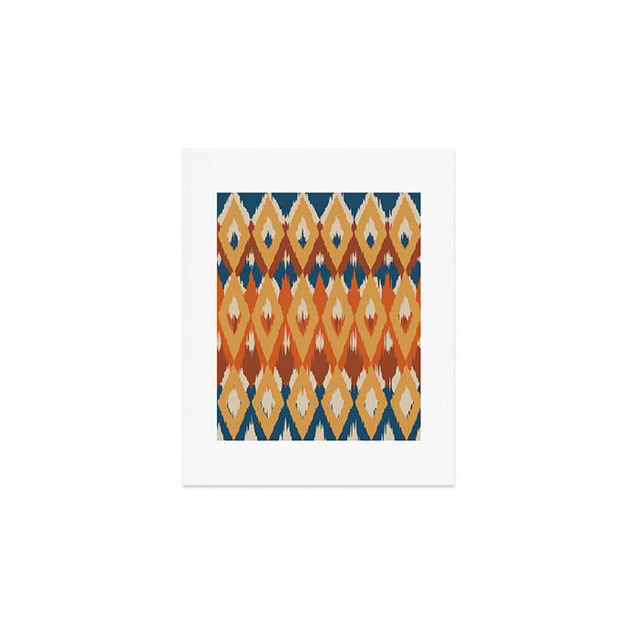 Boho Art, Geometric, Ikat Pattern, Blue, Orange, Yellow Art Print Gallery Image 1