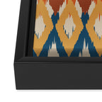 Boho Art, Geometric, Ikat Pattern, Blue, Orange, Yellow Framed Canvas Print Gallery Image 3