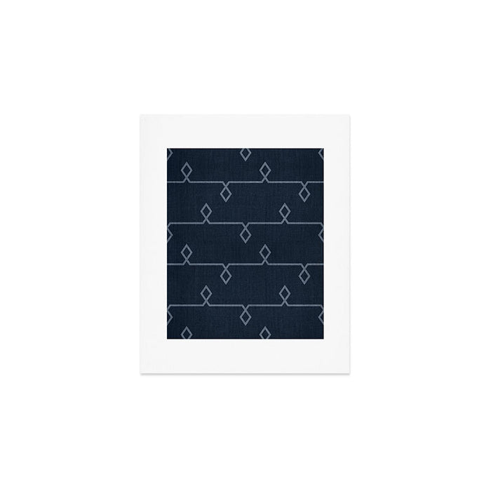 Boho Ethnic Striped Pattern on Navy Blue Art Print Gallery Image 1