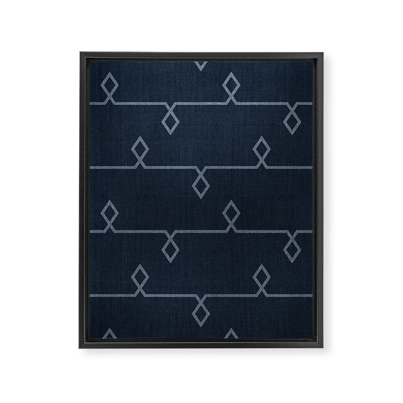 Boho Ethnic Striped Pattern on Navy Blue Framed Canvas Print Gallery Image 8