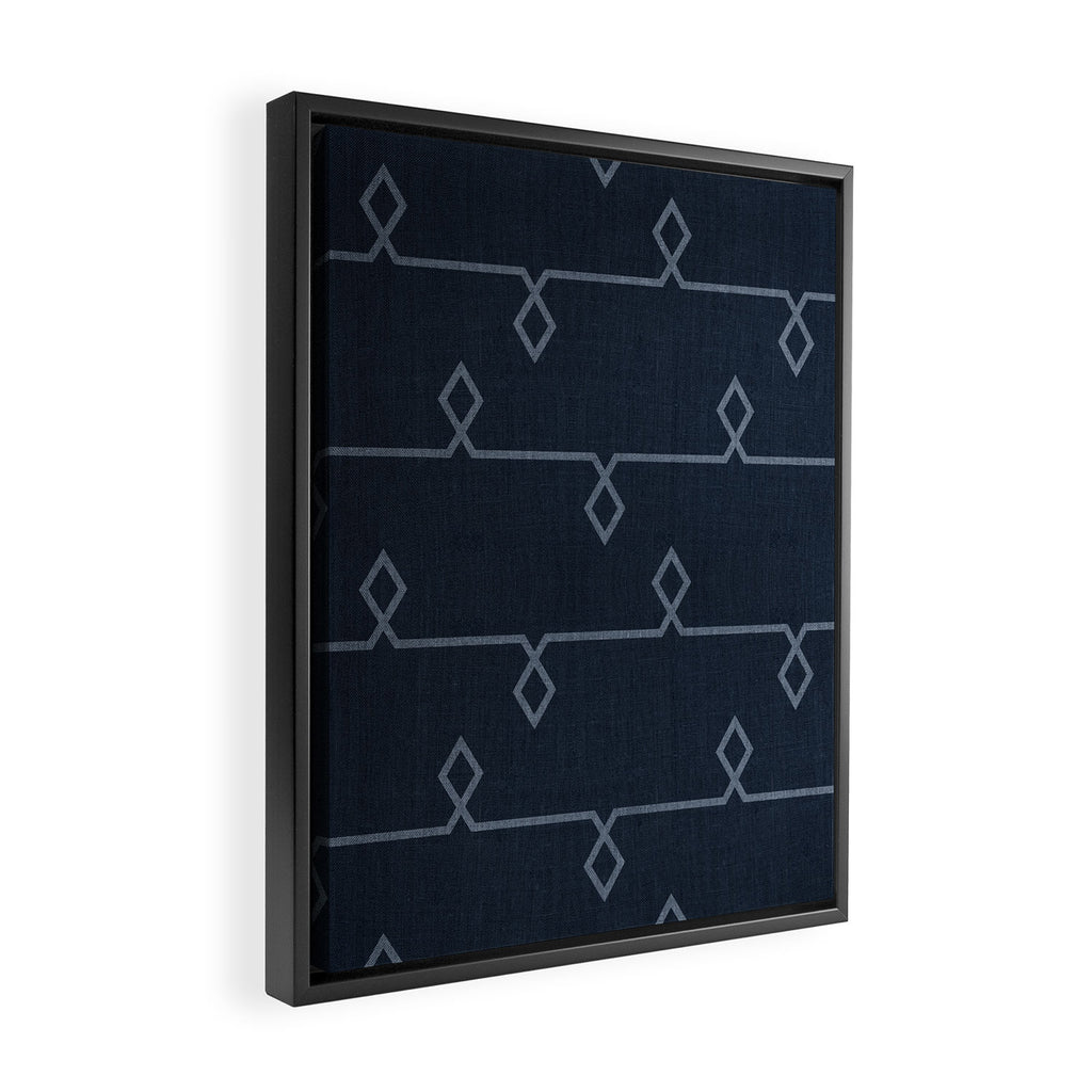 Boho Ethnic Striped Pattern on Navy Blue Framed Canvas Print Gallery Image 2
