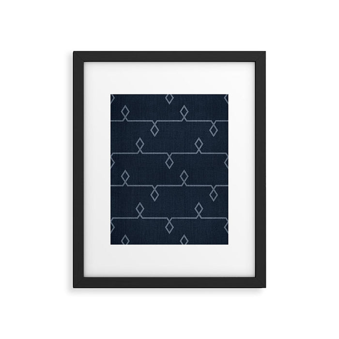 Boho Ethnic Striped Pattern on Navy Blue Framed Art Print Gallery Image 1