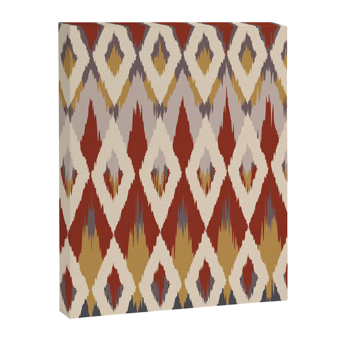 Boho Geometric, Ikat Pattern, Red, Blue, Yellow Canvas Print Gallery Image 1