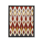 Boho Geometric, Ikat Pattern, Red, Blue, Yellow Framed Canvas Print Gallery Image 8
