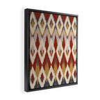 Boho Geometric, Ikat Pattern, Red, Blue, Yellow Framed Canvas Print Gallery Image 2