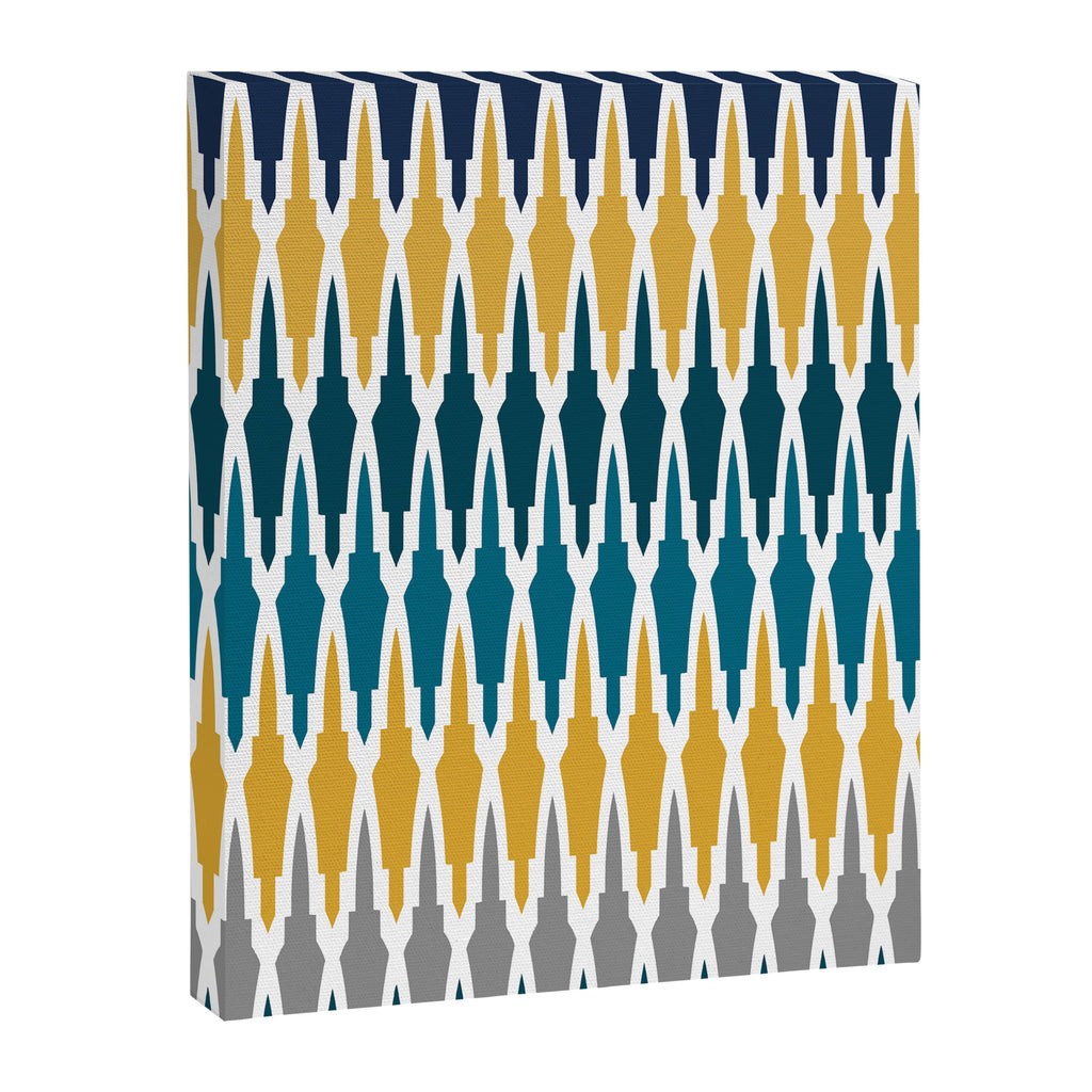 Boho, Geometric Pattern, Blue, Teal, Yellow and Gray Canvas Print Gallery Image 8