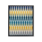 Boho, Geometric Pattern, Blue, Teal, Yellow and Gray Framed Canvas Print Gallery Image 8