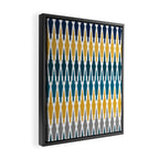 Boho, Geometric Pattern, Blue, Teal, Yellow and Gray Framed Canvas Print Gallery Image 2