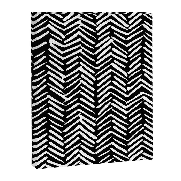 Boho, Herringbone, Geometric Art, Black and White Canvas Print Gallery Image 1