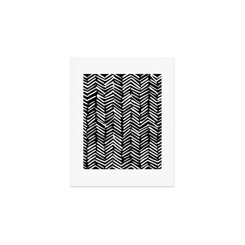 Boho, Herringbone, Geometric Art, Black and White Art Print Gallery Image 1