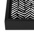 Boho, Herringbone, Geometric Art, Black and White Framed Canvas Print Gallery Image 3