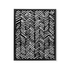 Boho, Herringbone, Geometric Art, Black and White Framed Canvas Print Gallery Image 8
