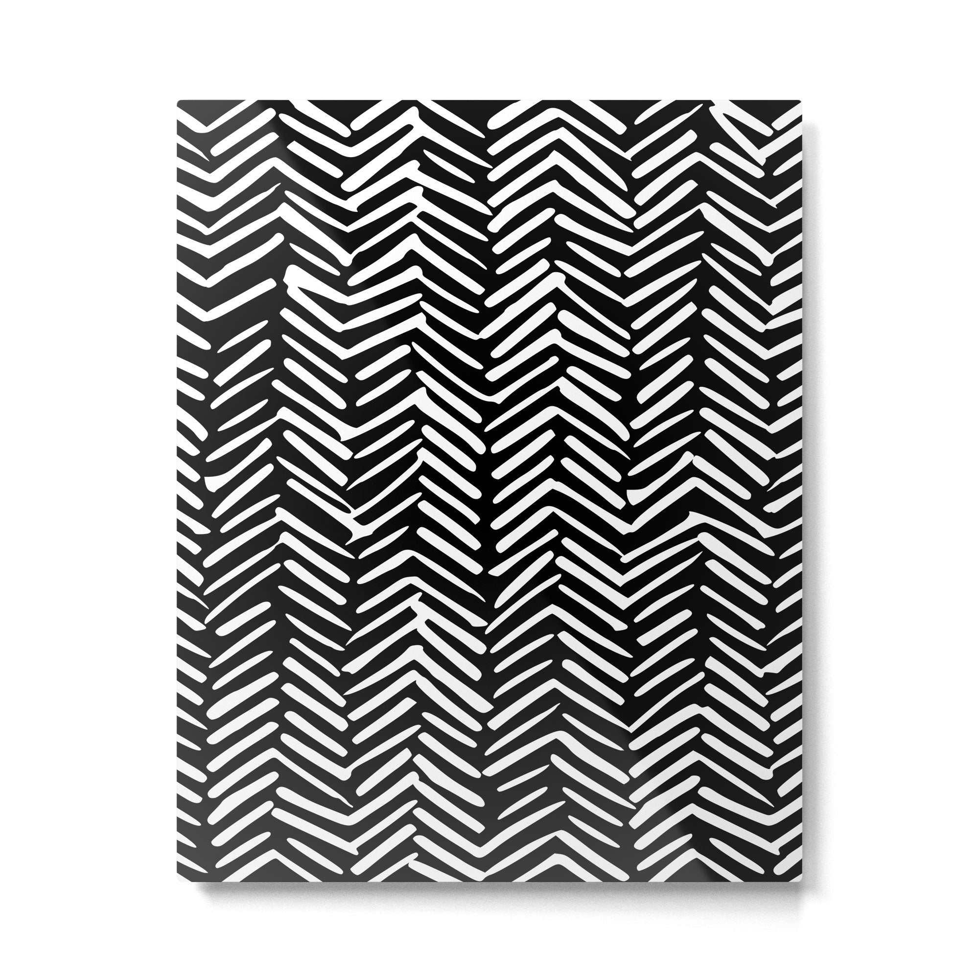 Boho, Herringbone, Geometric Art, Black and White Metal Print Gallery Image 6