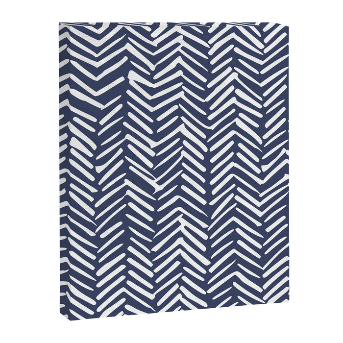 Boho Herringbone Pattern, Navy Blue and White Canvas Print Gallery Image 1