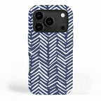 Boho Herringbone Pattern, Navy Blue and White iPhone Case Gallery Image 1