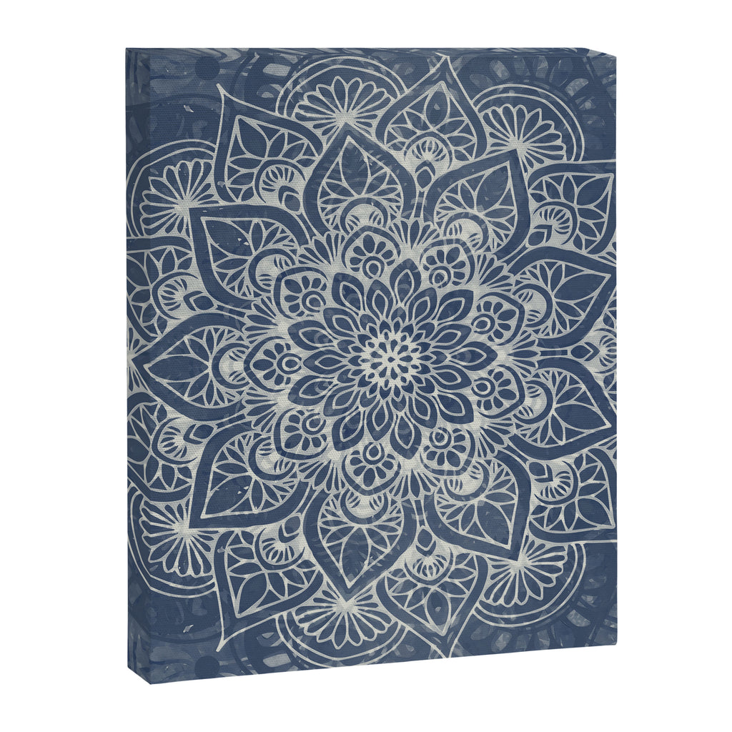 Boho Mandala, Flower, Navy Blue Canvas Print Gallery Image 8