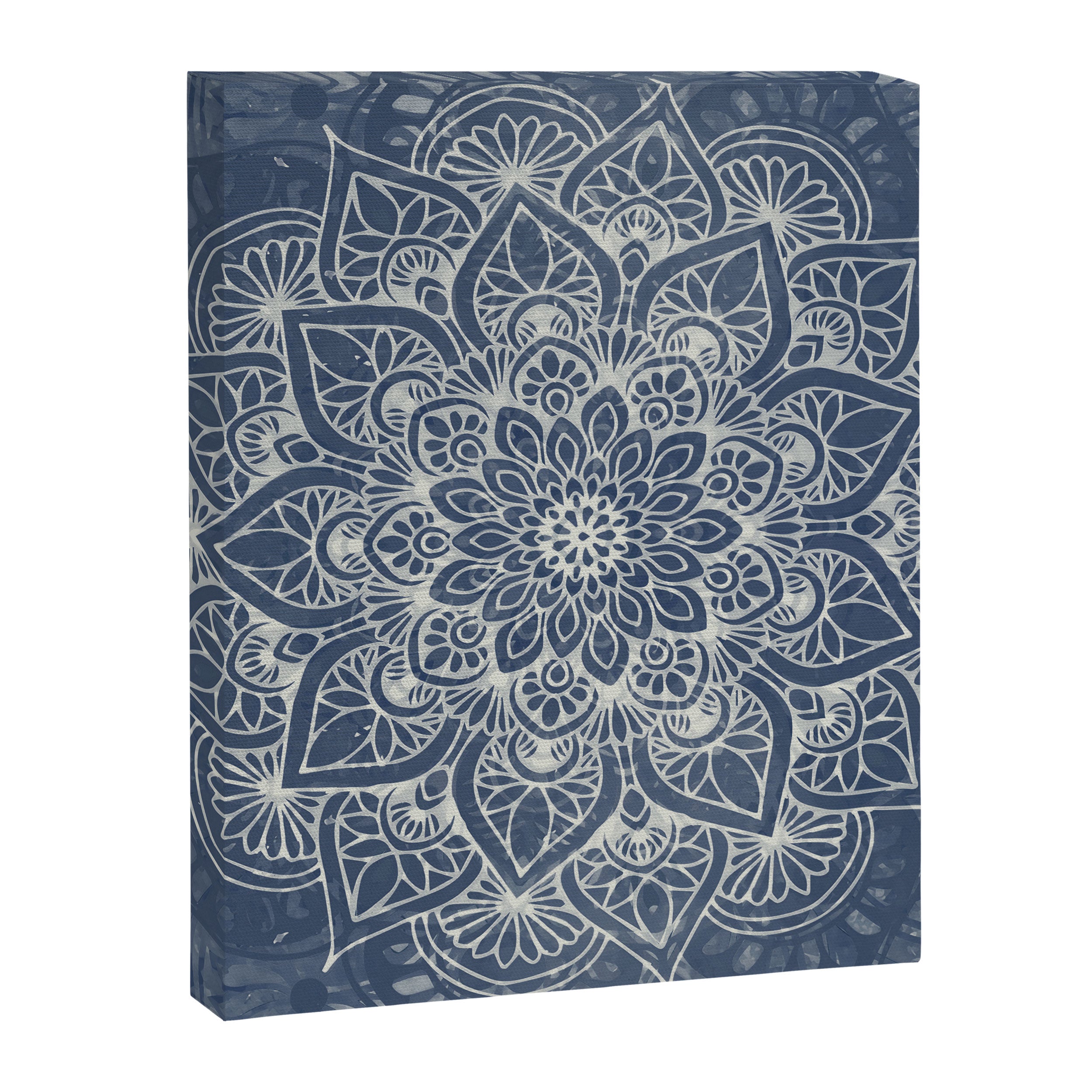 Boho Mandala, Flower, Navy Blue Canvas Print Gallery Image 8