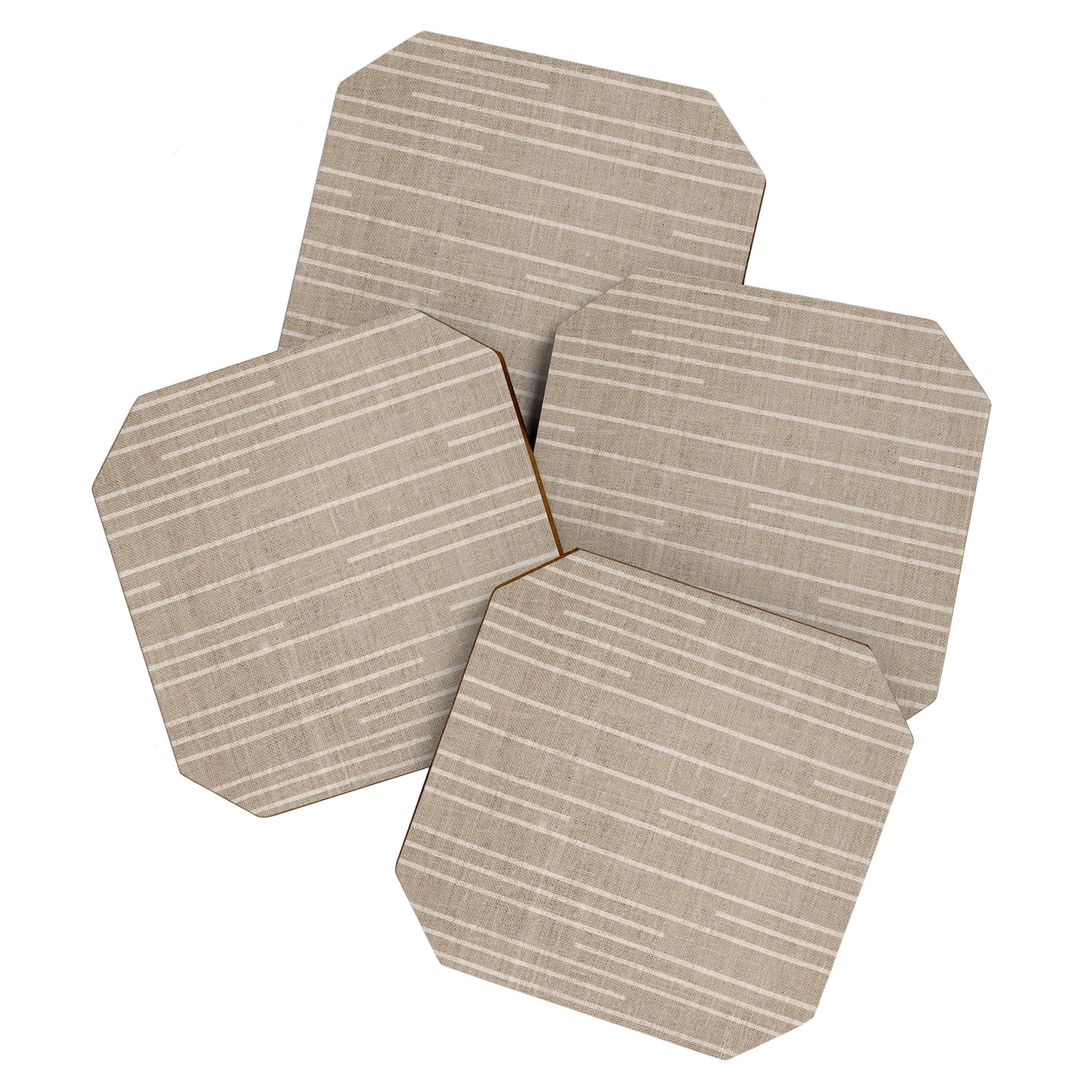 Boho Minimal Neutral Stripes Pattern Coaster Gallery Image 1