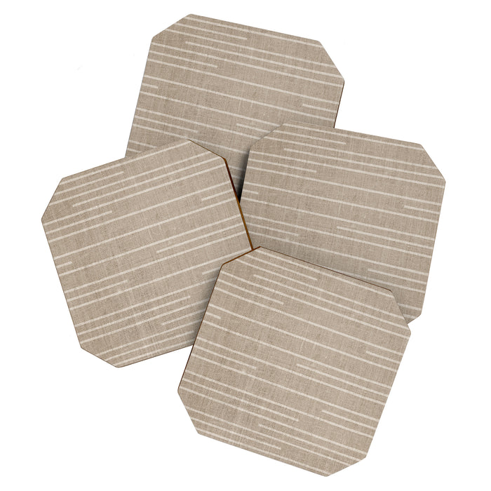 Boho Minimal Neutral Stripes Pattern Coaster Gallery Image 1