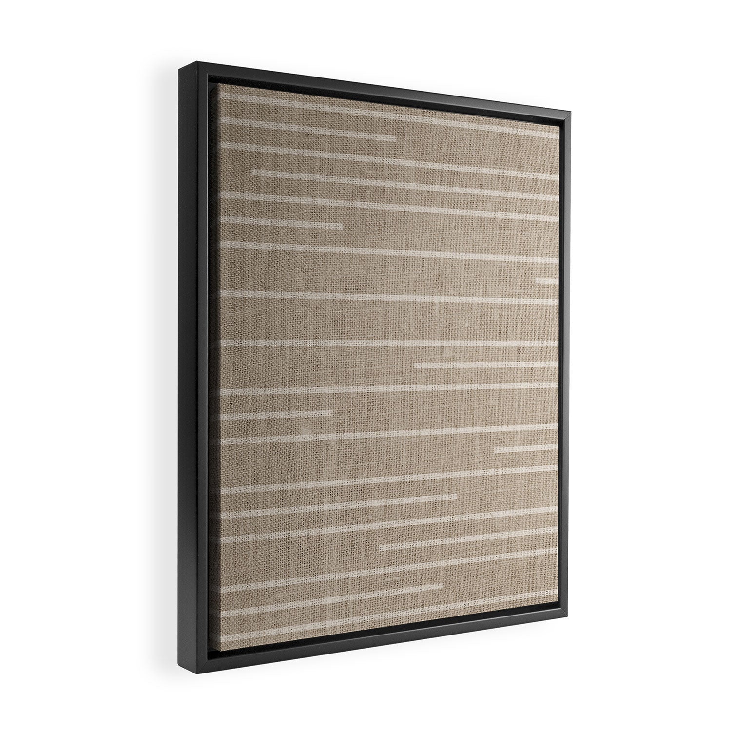 Boho Minimal Neutral Stripes Pattern Framed Canvas Print Gallery Image 2