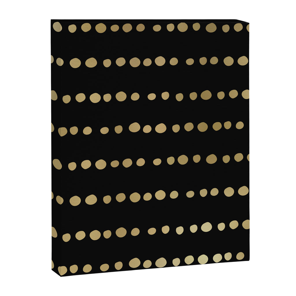 Boho Mudcloth Dots Pattern, Black and Gold Canvas Print Gallery Image 8