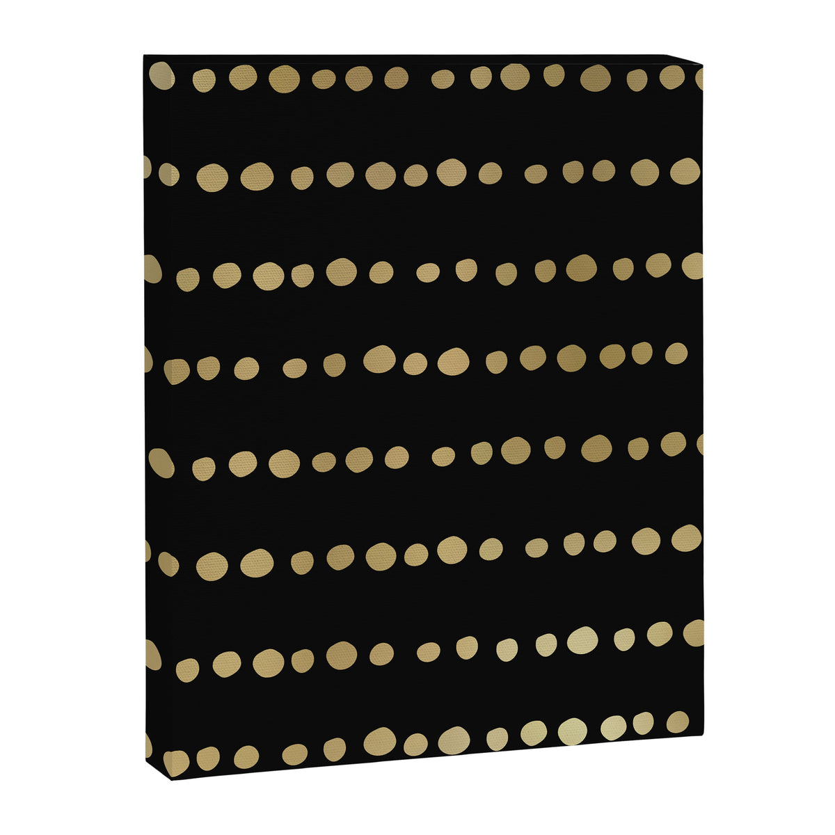 Boho Mudcloth Dots Pattern, Black and Gold Canvas Print Gallery Image 8