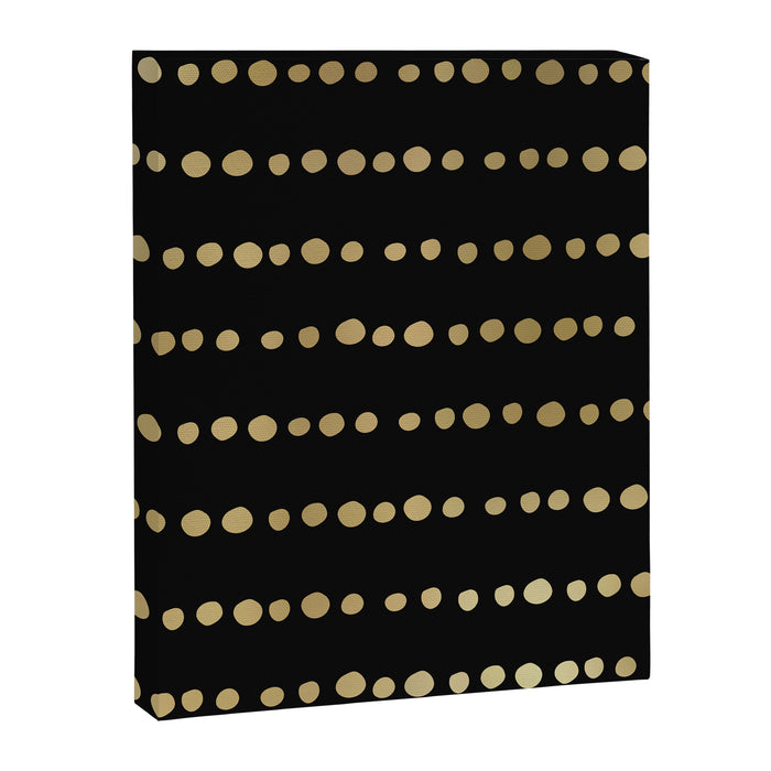 Boho Mudcloth Dots Pattern, Black and Gold Canvas Print Gallery Image 1