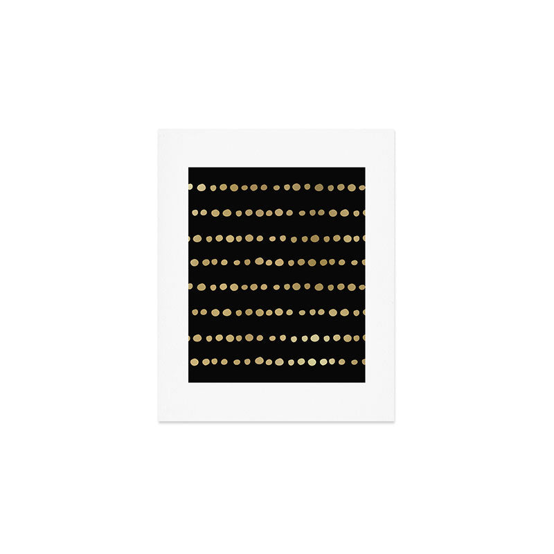 Boho Mudcloth Dots Pattern, Black and Gold Art Print Gallery Image 1