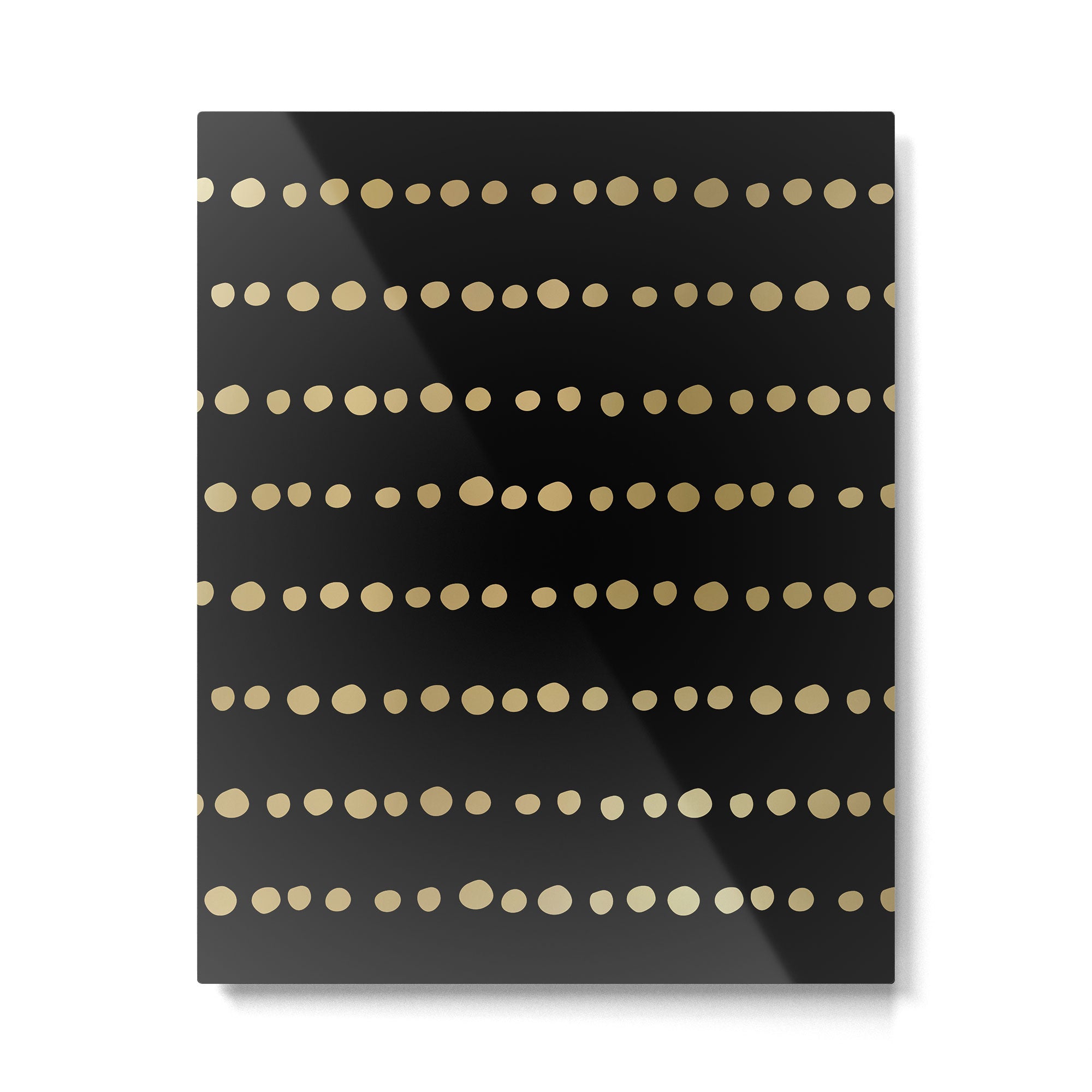 Boho Mudcloth Dots Pattern, Black and Gold Metal Print Gallery Image 6