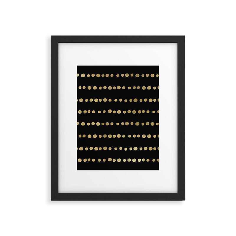 Boho Mudcloth Dots Pattern, Black and Gold Framed Art Print Gallery Image 4