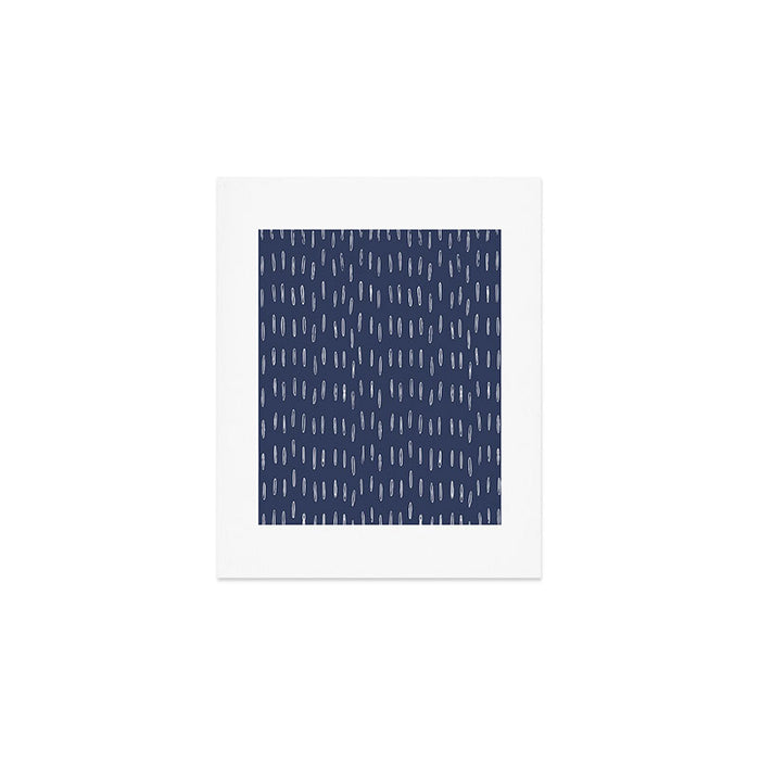 Boho Prints, Raindrops, Indigo Blue, Minimalism, Abstract Art Art Print Gallery Image 1